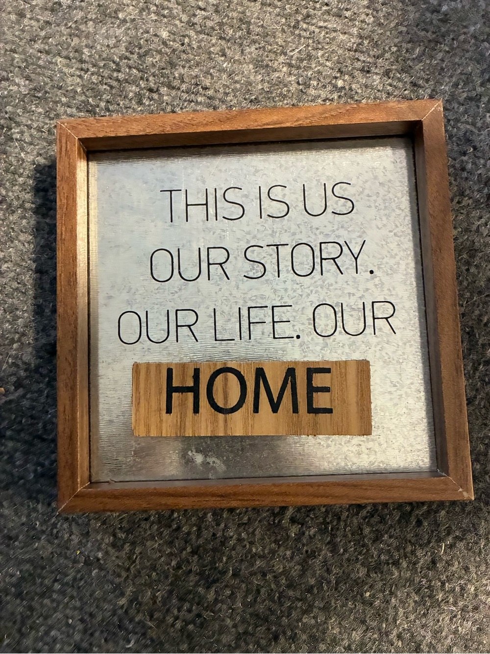 Wood Frame 'This Is Us Our Story Our Life Our Home' Wall Sign - Brown/Gray